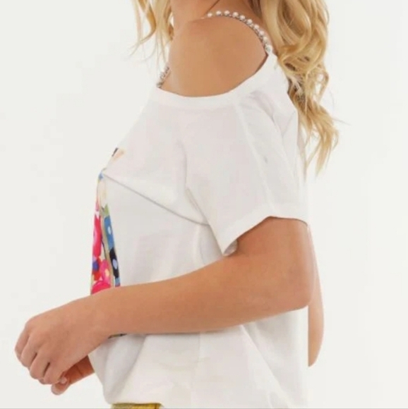 C'est La Vie Open Shoulder Top White - Picture 2 of 4